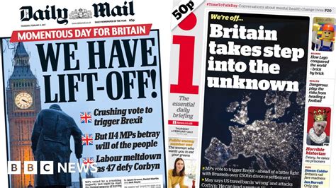 Newspaper Headlines Rejoice And Revolts As Brexit Begins Bbc News