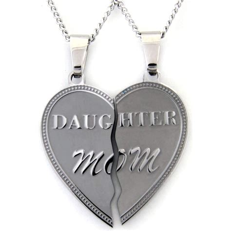 mom daughter necklace heart pendant set 2 half heart pieces 2 18 inch chains mother dau