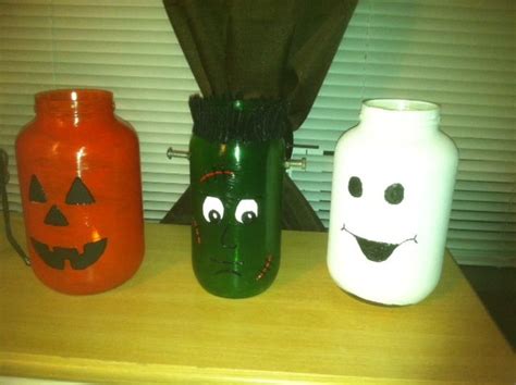 Halloween Heads Made From Large Pickle Jars Paint Add Lights And You