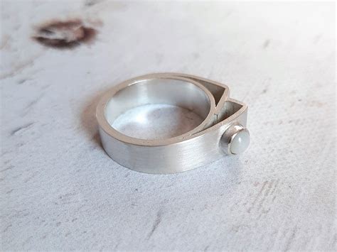 Contemporary Silver Ring Handcrafted Statement Ring Etsy