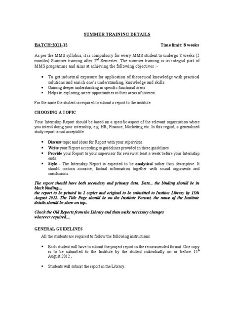 A detailed documentation of your work. Outline for Internship Report | Internship | Abstract ...