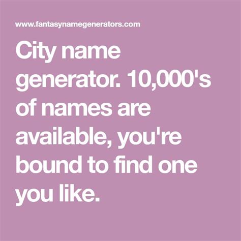 City Name Generator 10000s Of Names Are Available Youre Bound To