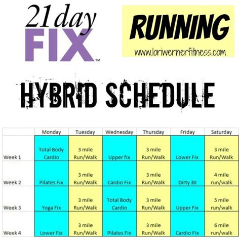 Hybrid Schedules Lori Werner Fitness 21 Day Fix Workouts Beachbody