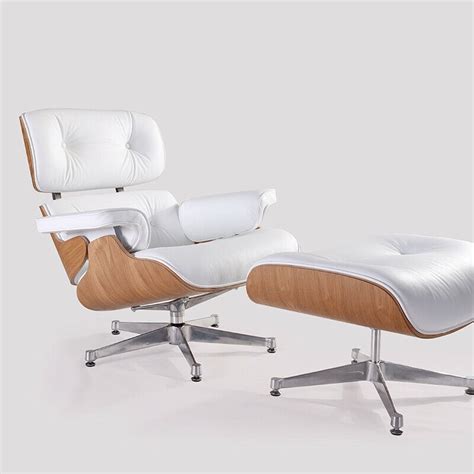 Although not in the high price range for eames reproductions, this chair is worth every penny thanks to its superior quality. Eames Inspired Ashwood Lounge Chair & Ottoman - White Leather & Chrome Base - Stylo Furniture