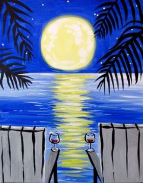 Moon Reflection Over Water Beach Canvas Paintings Abstract Art
