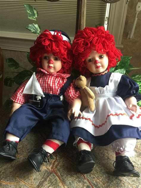 Raggedy Ann And Andy Dolls Vintage Porcelain Pair Collectible Etsy