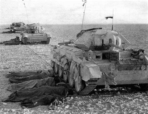 British Tank Crews Resting In The Shade Of Mkvi Crusader Tanks In The