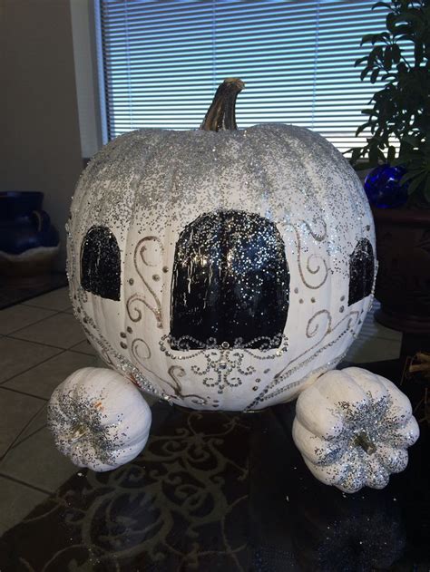 Using a linen runner i sprinkled broken seashells to create the road. Pumpkin Decorating Contest - Cinderella's Pumpkin Carriage ...