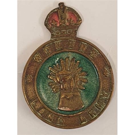 Womens Land Army Badge Britain Ww2 Enamelled Brass Badge Worn By
