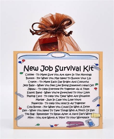 New Job Survival Kit Fun Joke Novelty T Present Etsy Uk
