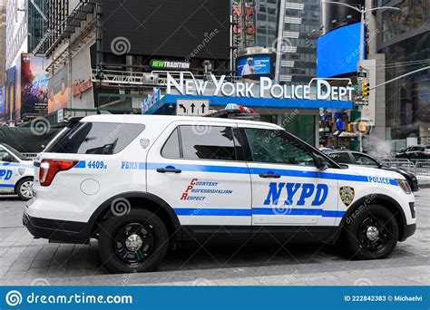 Nypd Police Vehicle Parked At New York Police Department Station On
