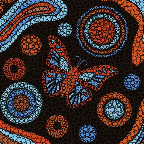 Aboriginal Dot Art Butterfly Color Digital Art By Lioudmila Perry
