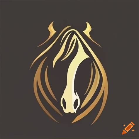 Black and gold arabian horse head logo on Craiyon