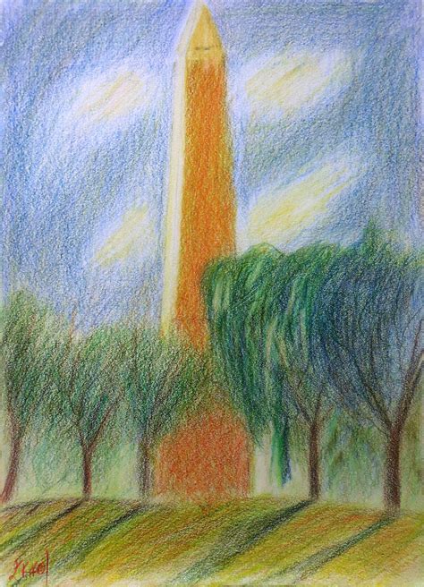 The Washington Monument Faber Castell Polychromos Coloured Pencils On