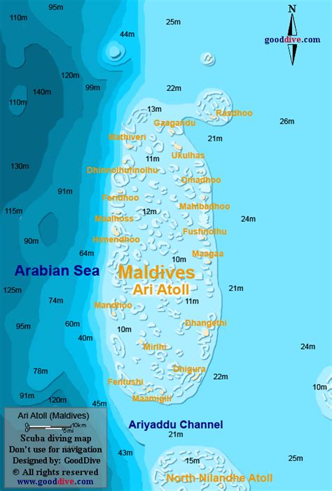 Map Of Ari Atoll GoodDive Com