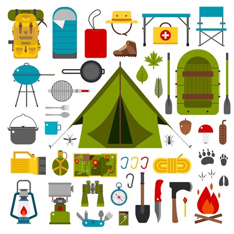 Camping Icons And Hiking Gear Camping Icons Camping Equipment