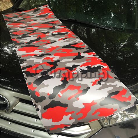 15m 2m 3m 5m Red Camo Vinyl Car Wrap Adhesive Urban Camouflage Film