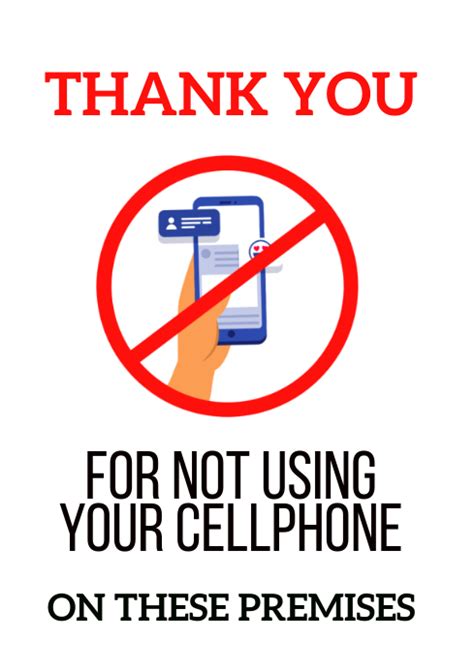 Copy Of Warning Sign No Cell Phone Notice Template Postermywall
