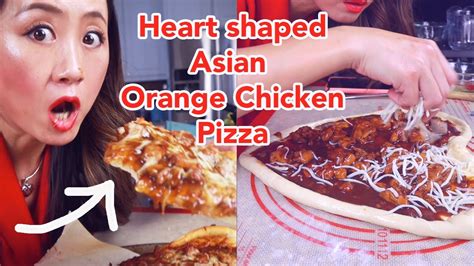 Heart Shaped Asian Orange Chicken Pizza Youtube