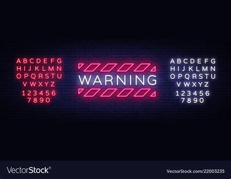 Warning Neon Text Danger Zone Neon Sign Royalty Free Vector