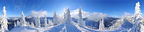 Panoramas Winter Forest Snow Mountain Trees Road Clouds Nature Landscape White