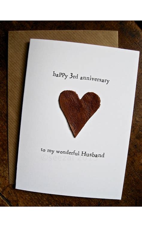 3rd Wedding Anniversary Card Husband Traditional T Leather