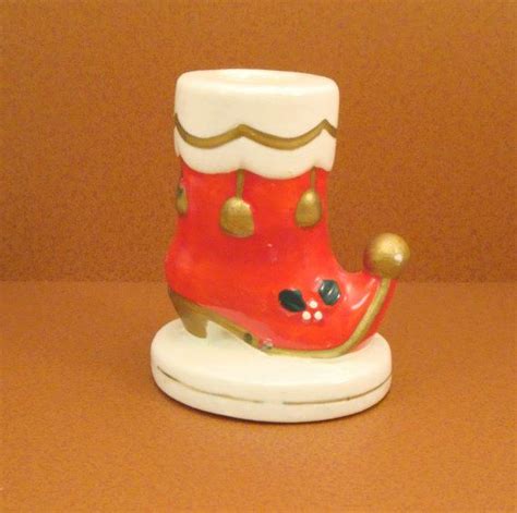 NAPCO Elf Santa Boot Vintage S Mid Century Kitschy Etsy Christmas Candle Holders