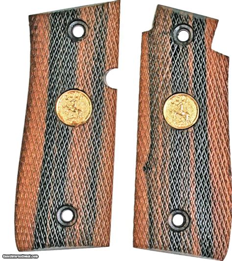 Colt 380 Government And Colt Mustang Plus Ii Tigerwood Checkered Grips