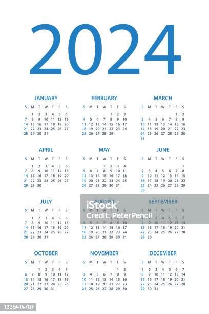 Calendar 2024 Symple Layout Illustration Week Starts On Sunday Calendar
