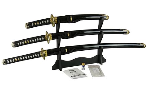 Epic Swords Katana Wakizashi Tanto Black Dragon Samurai Sword Set