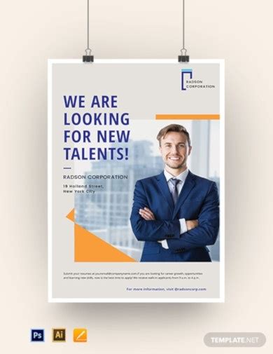 Career promotion with red loudspeaker, job opportunity ad. 10+ Job Advertisement Poster Templates - AI, Pages, PSD ...