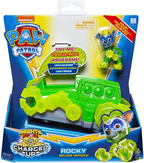Paw Patrol Mighty Pups Charged Up Rocky Deluxe Vehicle