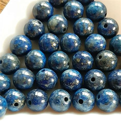 6mm Lapis Lazuli With Pyrite Inclusions Round Beads 10 Ten Beads Ebay