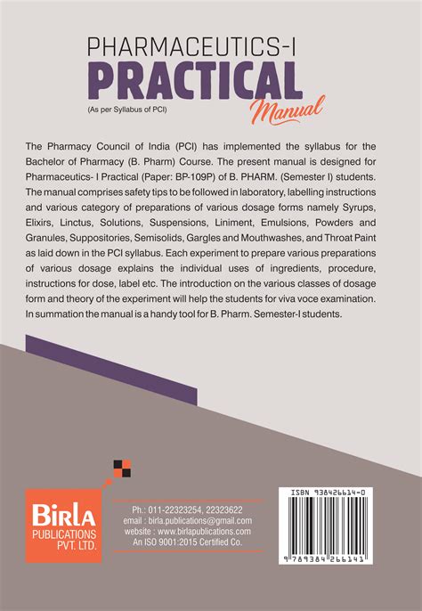 Pharmaceutics I Practical Manual Birla Publications Pvt Ltd