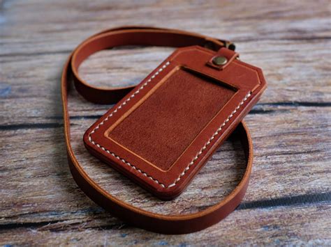 Italian Leather Id Holder With Personalised Lanyard Id Card Etsy