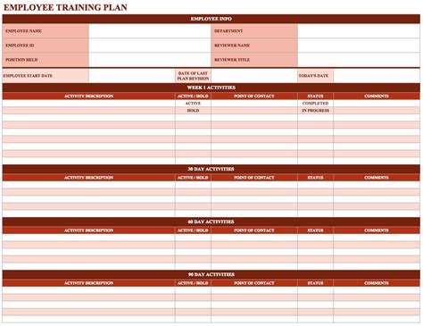 Training Spreadsheet Template — Db