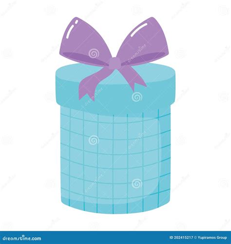 Happy Birthday Round Blue Gift Box Celebration Party Cartoon Stock