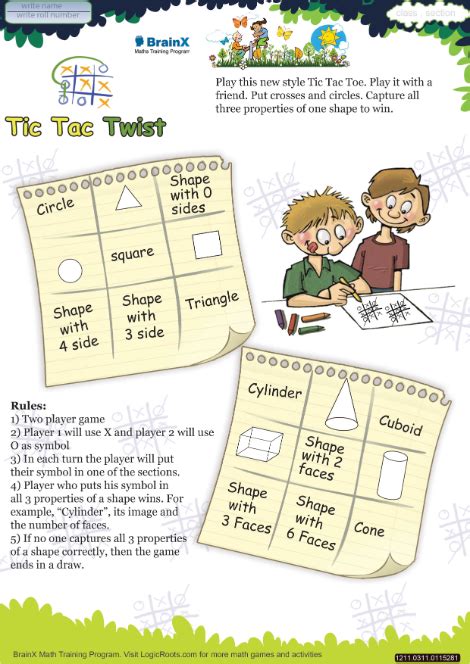Number sense, ordering numbers, and place value. Tic Tac Twist Math Worksheet for Grade 3 | Free ...