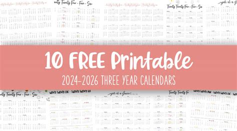 2024 2026 Three Year Calendars 10 Free Printables Printabulls
