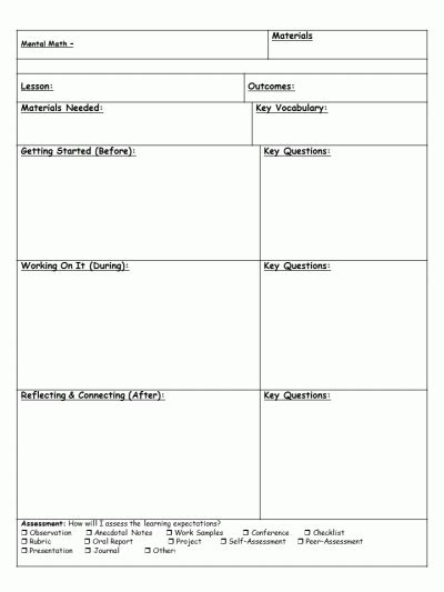 Primary Flynn 3 Part Math Lesson Template Lessons Template Math