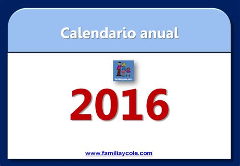 Calendario 2016 Para Imprimir Familia Y Cole