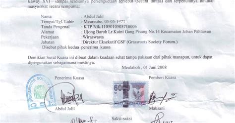 Contoh Surat Kuasa + Pejabat Tanah  Surat kuasa tanah ahli waris