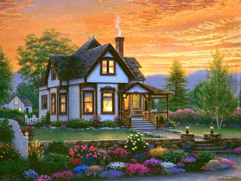 Cottage In The Sunset Wallpaper And Background Image 1600x1200 Id