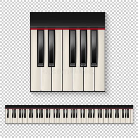 Realistic Vector Piano Keys Closeup Isolated And Keyboard Icon Set