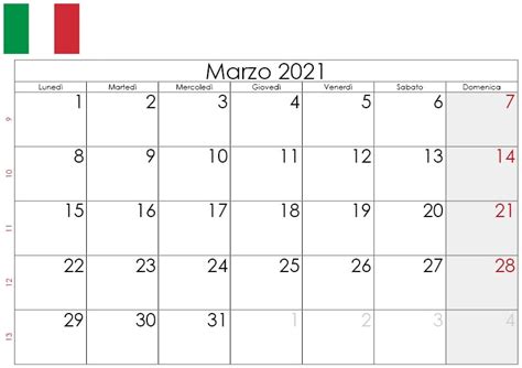 Calendario Marzo 2021 Da Stampare Gratuitamente 🇮🇹