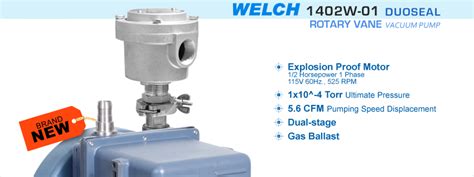 Explosion Proof Vacuum Pump Welch 1402w Duoseal Rotary Vane Two Stage