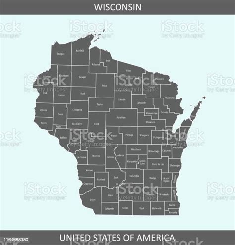 Wisconsin Counties Map Stock Illustration Download Image Now Door
