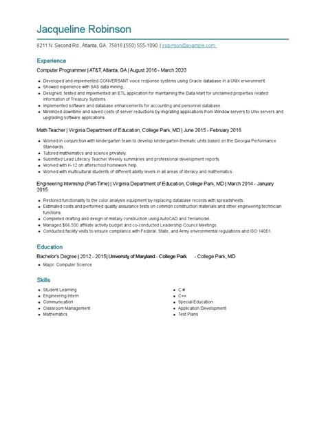 Computer Programmer Resume Examples And Tips Zippia