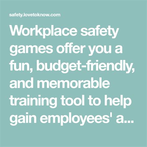 Safety Games For The Workplace Safety Games Workplace Safety Workplace