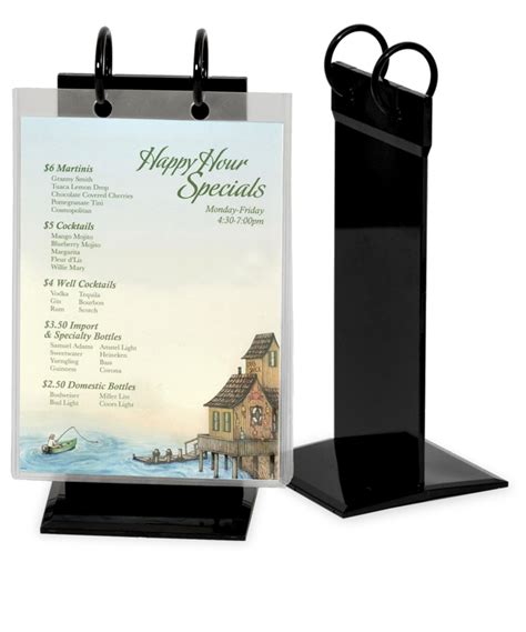 Shiny Black Plastic Table Top Menu Holders Comfortably Holds Up To